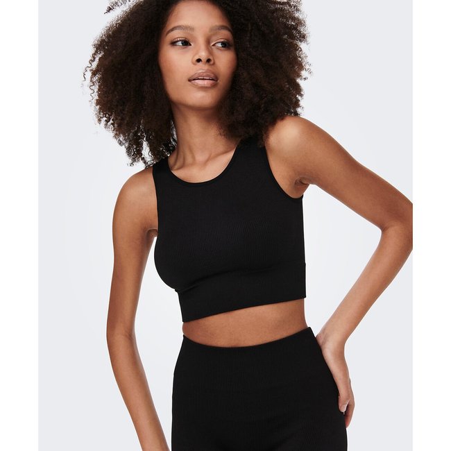 ONLY Onpjaia Life SS 2-Way Crop Seam Top – Top Sportivo Donna, Manica Corta, Vestibilità Aderente, 75% Nylon Riciclato, Colore Falcon, Taglia S/M