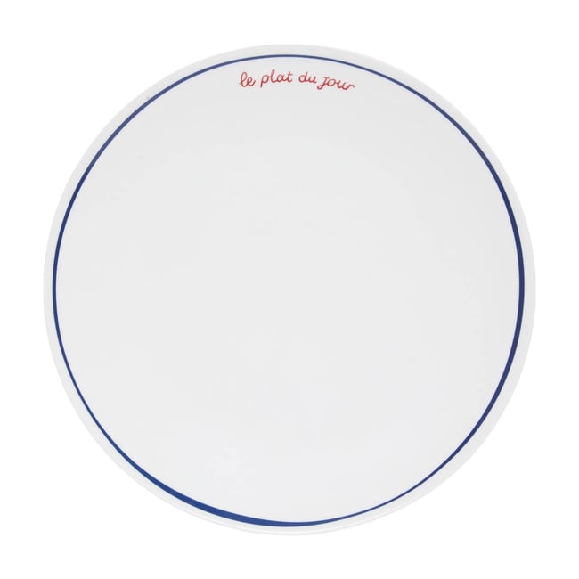 Lot de 6 assiettes plates rondes en porcelaine FRA Couleur bleu <span itemprop=
