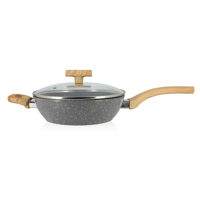 Sauteuse avec couvercle en aluminium, CANNELLE gris <span itemprop=