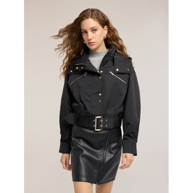 Blouson aviateur avec ceinture noir <span itemprop=