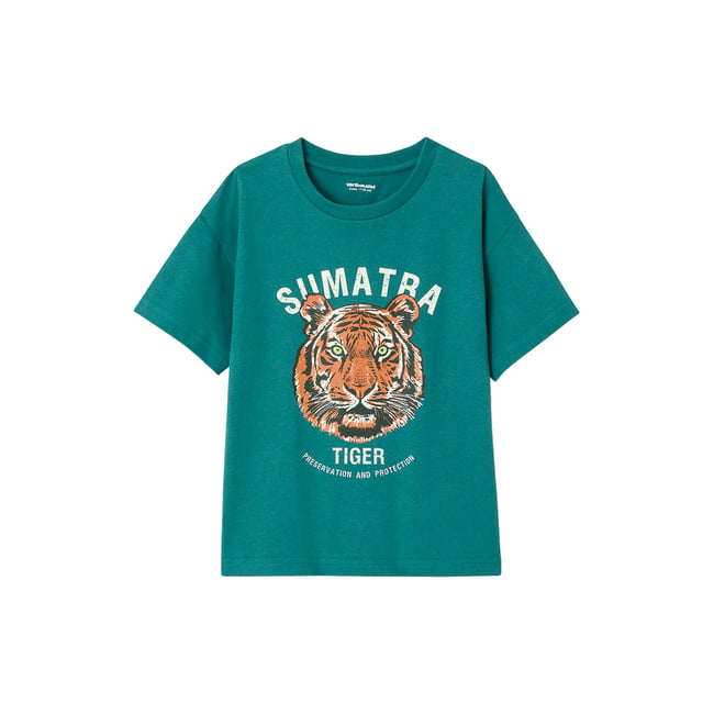 T-shirt motif tigre vert sapin <span itemprop=