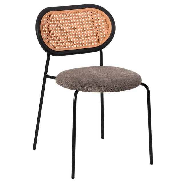 Chaise esprit bistrot en métal, polypropylène et tissu gris taupe Couleur gris <span itemprop=