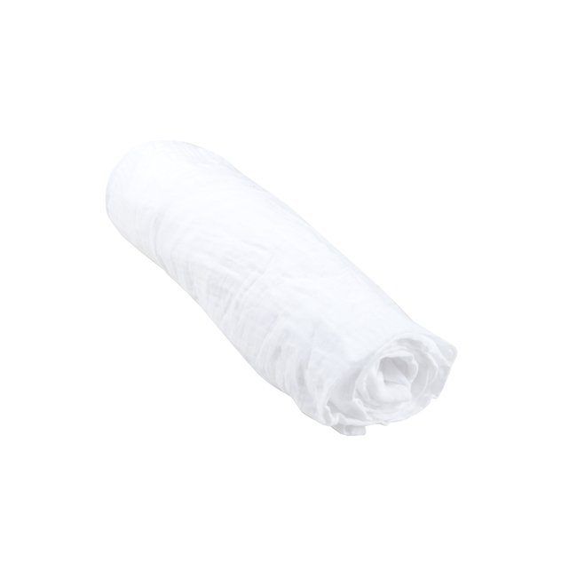 Drap Housse en Gaze Coton tendance uni bebe blanc <span itemprop=