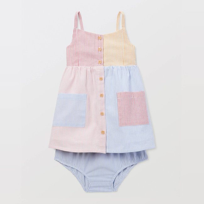 Robe avec bloomer rayés en coton BIO GOTS eclat <span itemprop=