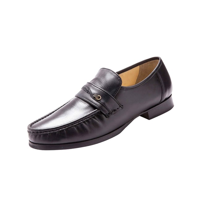 Mocassins Cuir À Aérosemelle®, Grande Largeur noir <span itemprop=