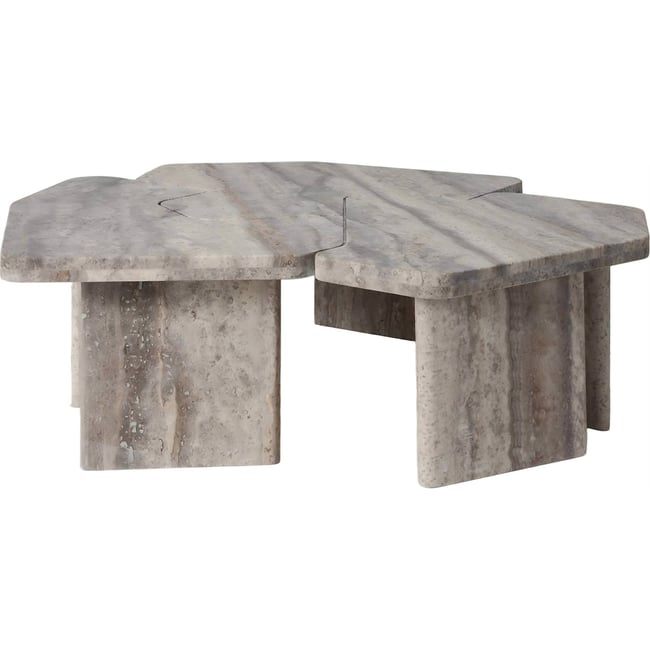Table basse gigogne en travertin Couleur gris travertin <span itemprop=