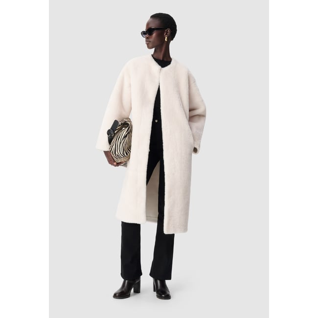 Manteau long esprit cocooning ecru <span itemprop=