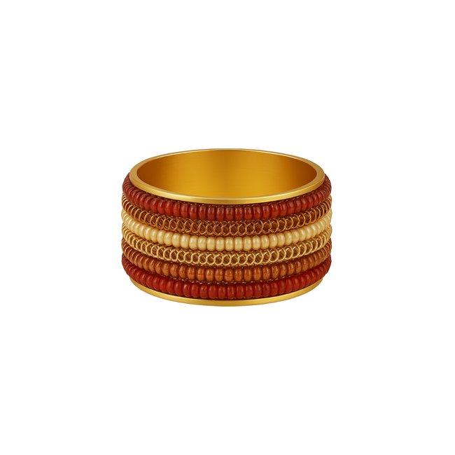 Set de 4 ronds de serviette décoratifs en rotin H12 Couleur rouge <span itemprop=