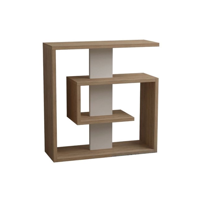 Bout de canapé 4 étagères H57 cm - Saly Couleur blanc/chêne <span itemprop=