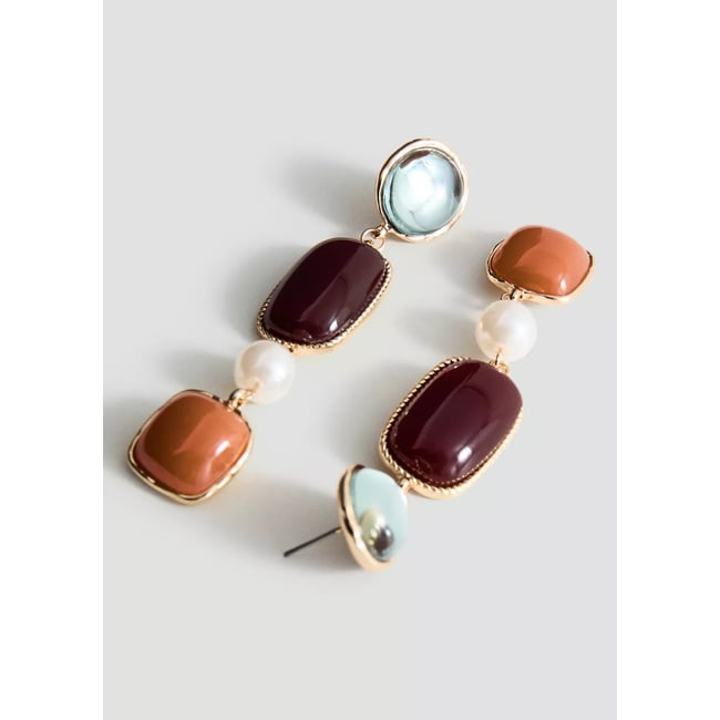 Boucles d'oreilles pendantes combinées or <span itemprop=