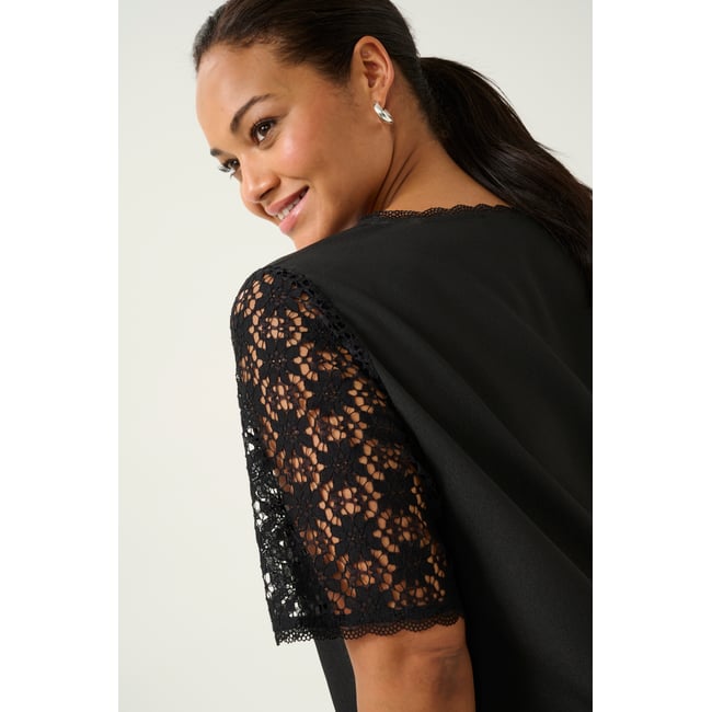 Blouse Dirndl Femme Dentelle - Manches Courtes, Col V, Translucide - Pour Oktoberfest, Fête, Costume Bavarois - 1