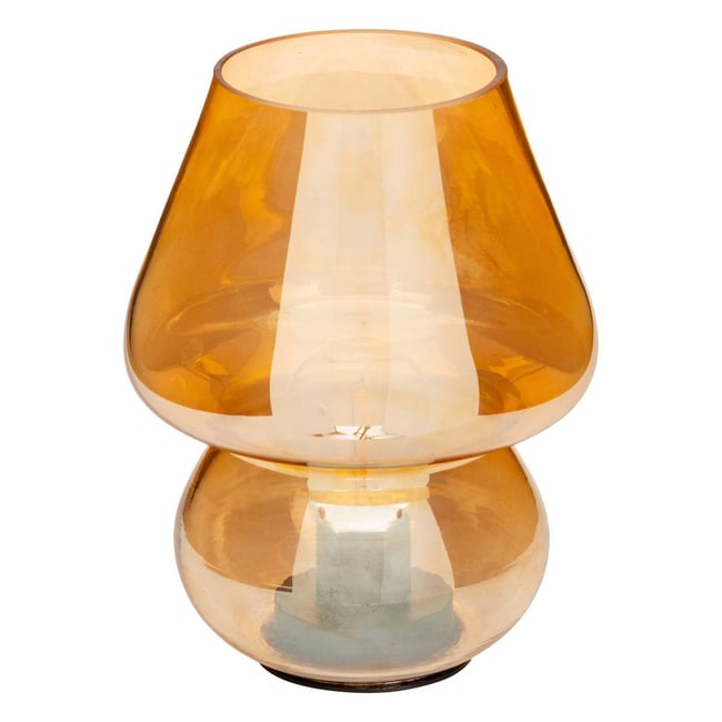 Lampe champignon verre LED à pile CARA Couleur orange <span itemprop=