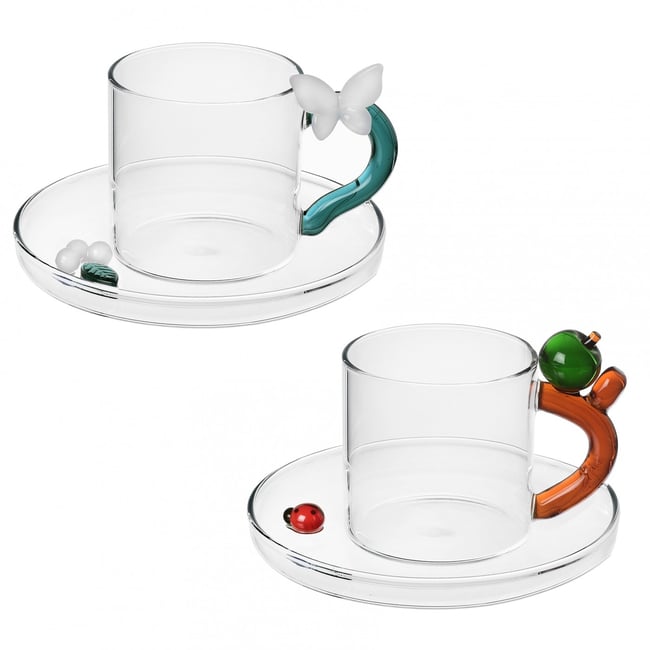 Lot de 2 tasses Fruits and Flower 1 Couleur transparent <span itemprop=