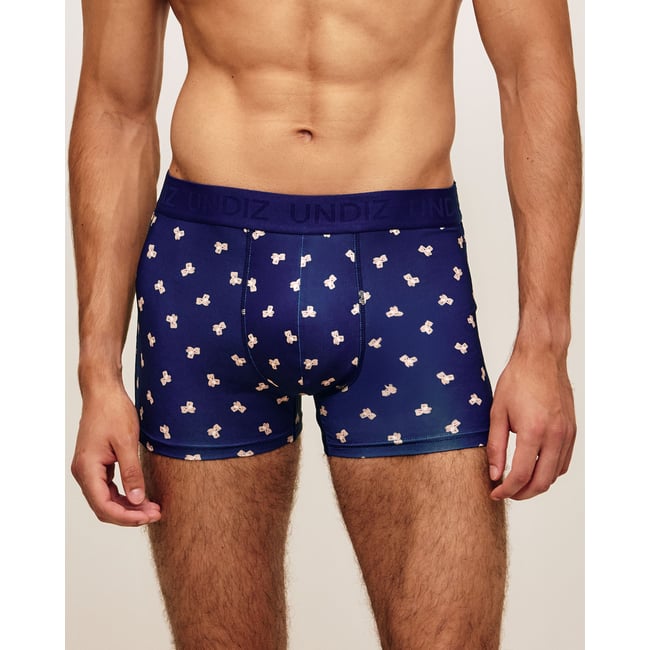 Boxer en microfibre imprimé oursons REPEATIZ NAVYB bleu marine <span itemprop=