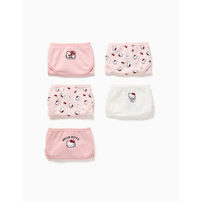 Lot de 5 culottes en coton avec imprimés Hello Kitty multicolore <span itemprop=