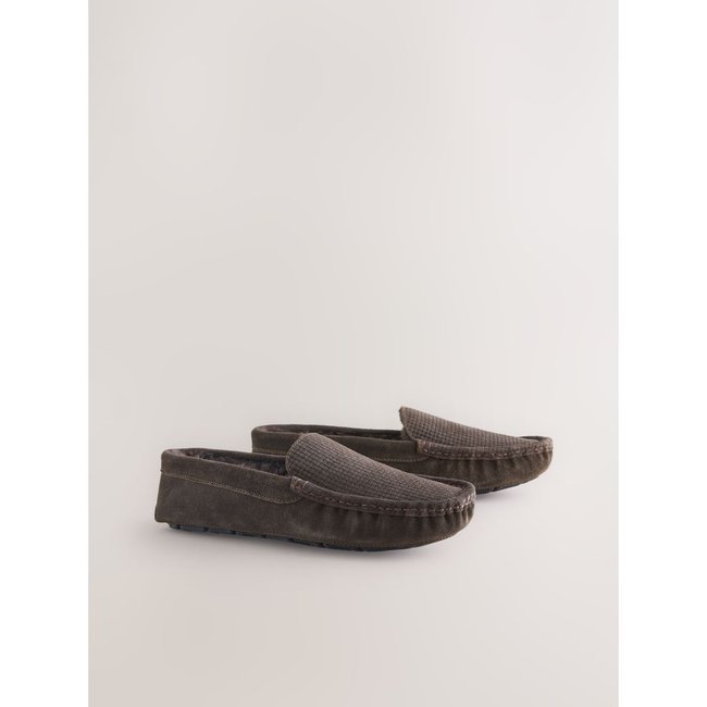 Chaussons mocassins en daim fourrés - NEXT