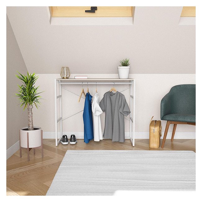 Portant vêtements sous combles penderie KADRA Couleur blanc <span itemprop=