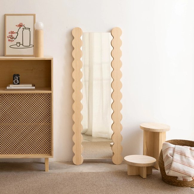 Miroir en pin massif non verni SALADA Couleur bois clair <span itemprop=