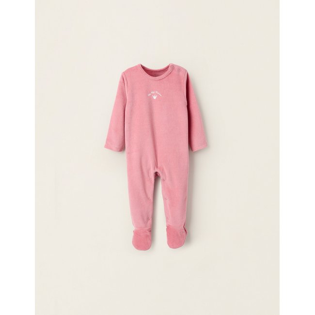 Grenouillère en Velours rose <span itemprop=