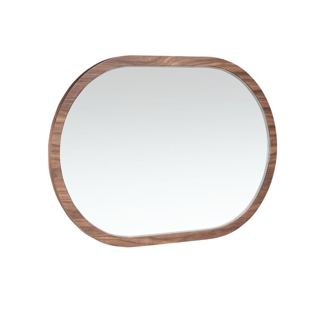 Miroir mural demi-pointe ovale noyer Couleur noyer <span itemprop=