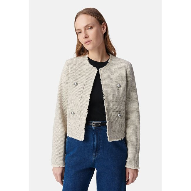 Giacca corta in stile tweed con scollo rotondo lino IKKS