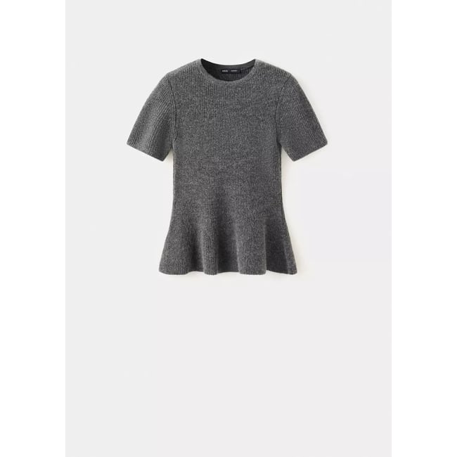 Pull péplum maille côtelée - MANGO