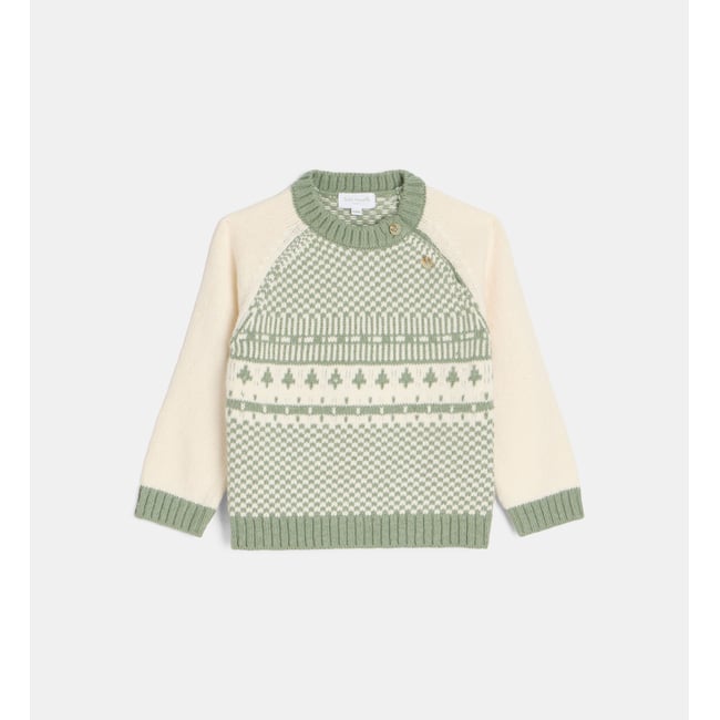 Pull vitou écru et vert <span itemprop=
