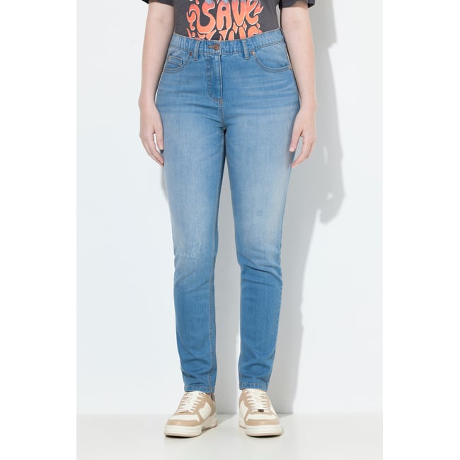 Jean Sarah en denim stretch, jambe étroite bleu clair <span itemprop=