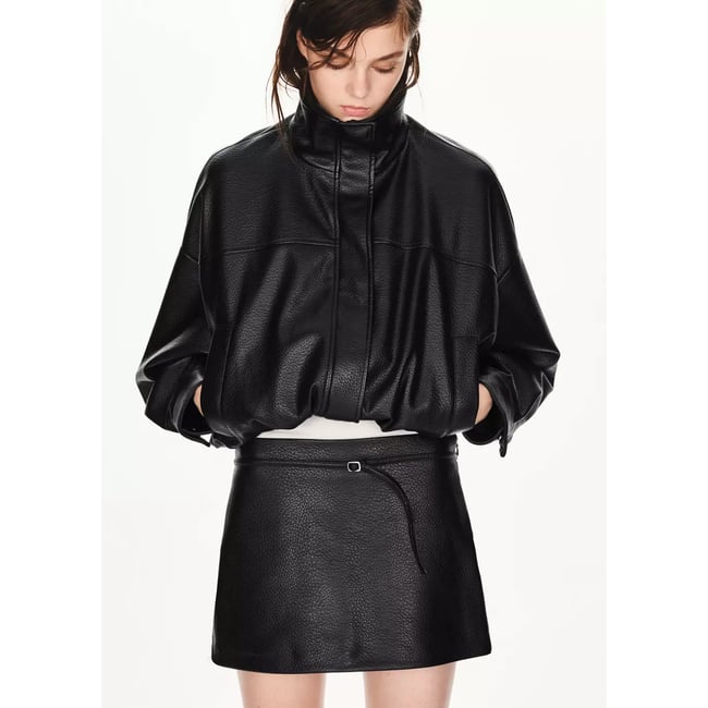 Jupe similicuir ceinture noir <span itemprop=