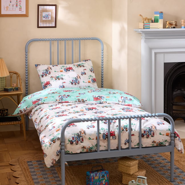 Vintage Tractors Reversible Duvet Cover and Pillowcase Set, cream, CATH KIDSTON