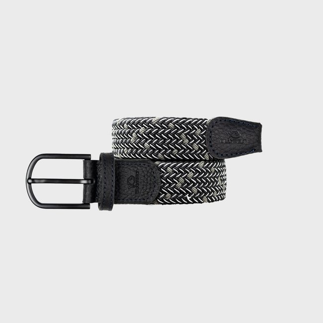 Ceinture tressée élastique MULTICOLORE bleu marine, kaki et blanc <span itemprop=