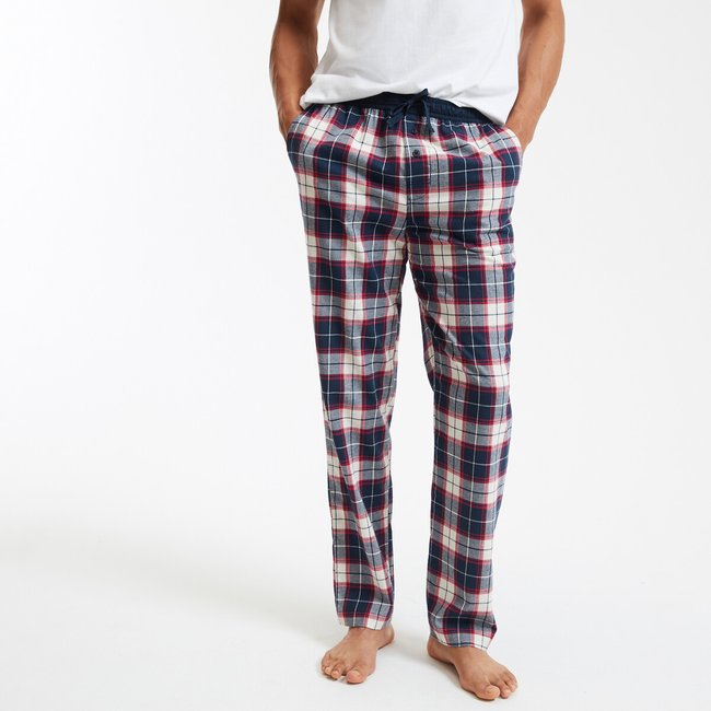 Flannel Check Pyjama Trousers, blue with checks, LA REDOUTE COLLECTIONS