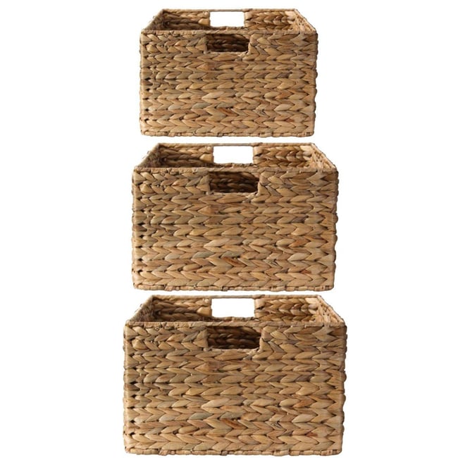 Paniers en jacinthe d'eau avec armature métal - Lot de 3 Couleur beige <span itemprop=
