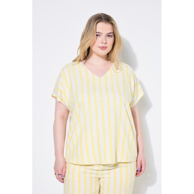 Blouse oversize à rayures jaune tendre <span itemprop=