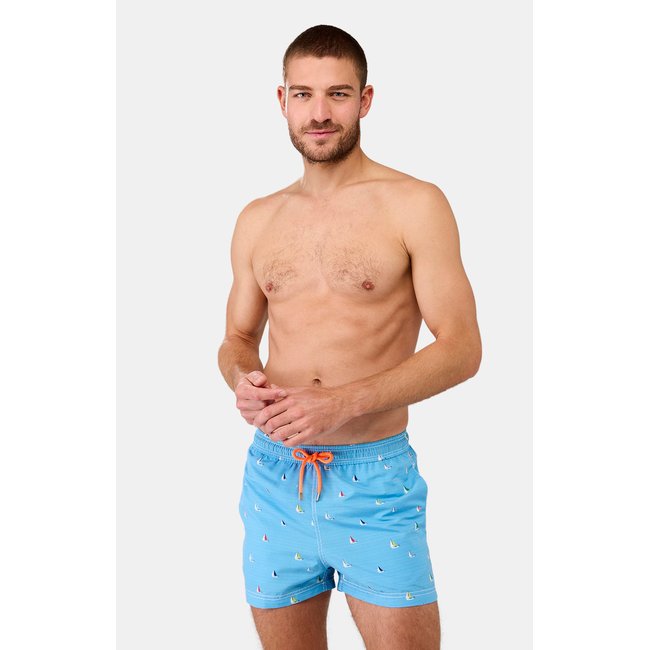 Short de bain en polyester recyclé Boat bleu <span itemprop=