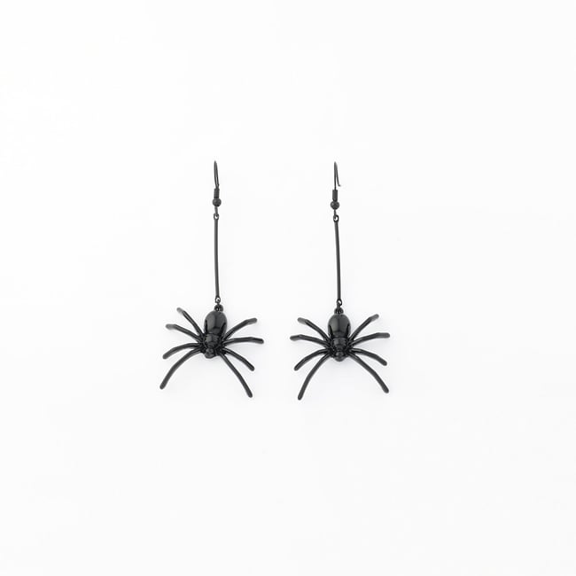 Boucles d'oreilles araignées noir <span itemprop=