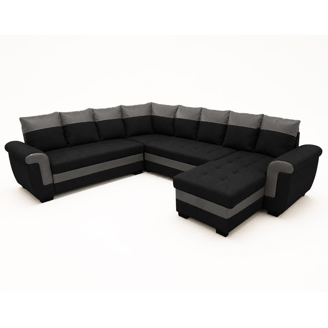 Canapé d'Angle Convertible 7 places - HENRY Couleur noir / gris <span itemprop=