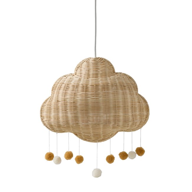 Abat-jour nuage en rotin Couleur beige doré <span itemprop=