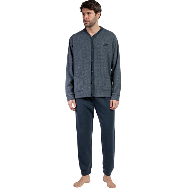 Pyjama pantalon chemise manches longues Grigio gris <span itemprop=
