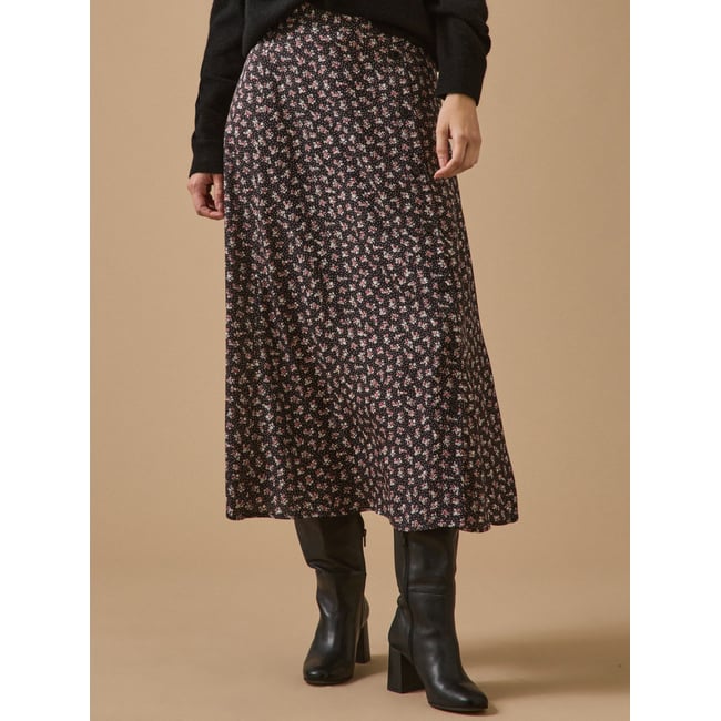 Jupe mi-longue  imprimé Fleurs confettis imprimé confettis fonce <span itemprop=