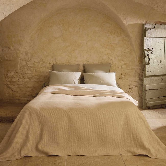 Dessus de lit tissé CABOURG Naturel naturel <span itemprop=