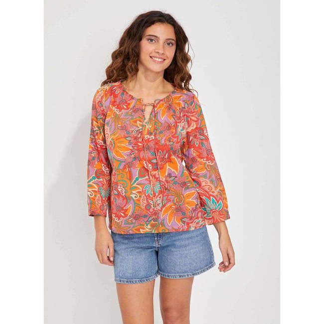 Chemisier Femme 100% Coton - Col V, Coupe Ample, Poche Latérale - Taille S à XXL