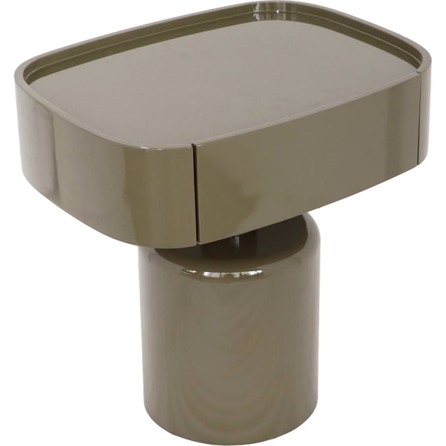 Table de chevet en bois au design arrondi Couleur vert argile <span itemprop=