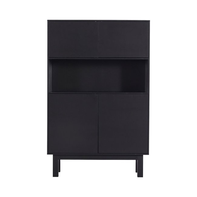 Buffet haut en bois massif de pin L110cm - FINCA Couleur noir <span itemprop=