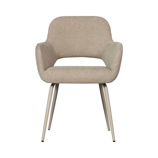Lot de 2 fauteuils de table en tissu- JENNY Couleur beige <span itemprop=
