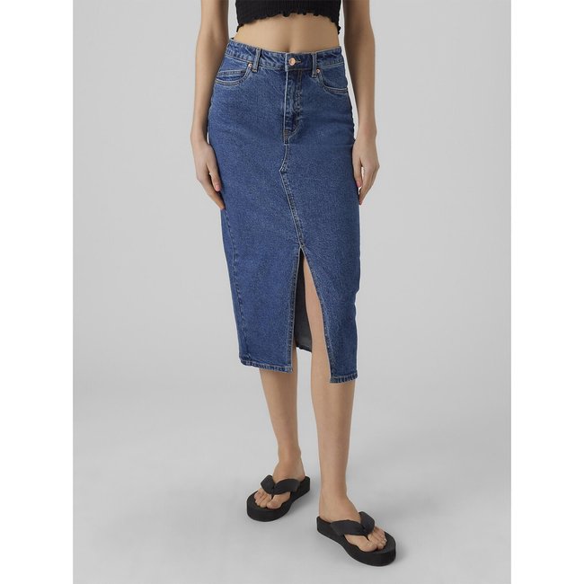 Falda larga vaquera medium blue <span itemprop=