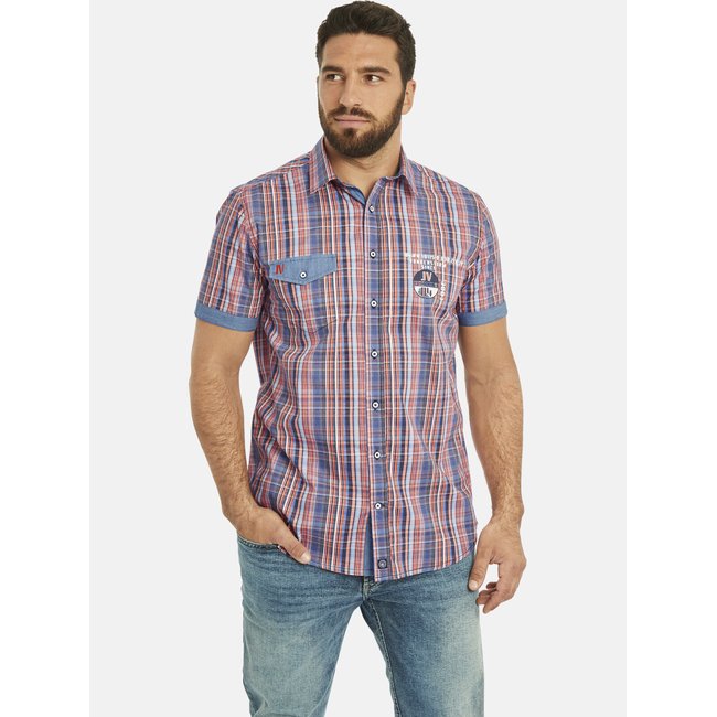 Chemise à manches courtes WIM orange à carreaux <span itemprop=