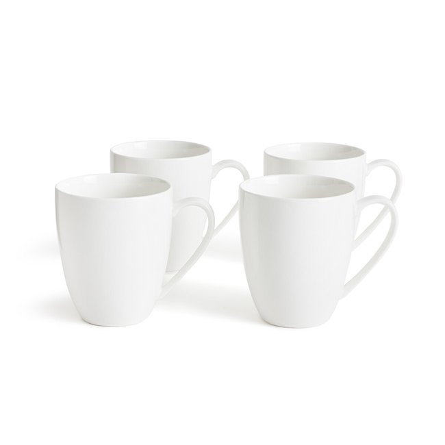 Confezione da 4 mugs in porcellana, Ginny bianco LA REDOUTE INTERIEURS