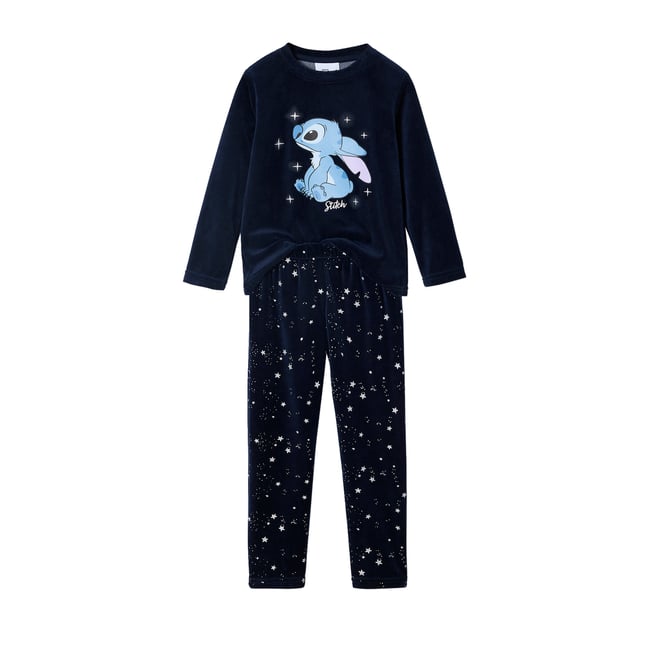 Pyjama Disney Lilo et Stitch en velours marine <span itemprop=
