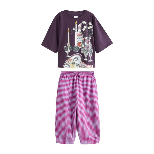 Pyjama bouffant vichy violet <span itemprop=